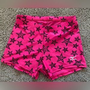 Women’s/juniors Mizuno volleyball running pink spandex shorts stars NWOT size L